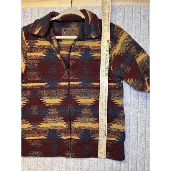 VTG Bear Ridge Outfitters Aztec Jacket Womens LARGE Red Tan Blanket Fleece USA - Picture 4 of 7